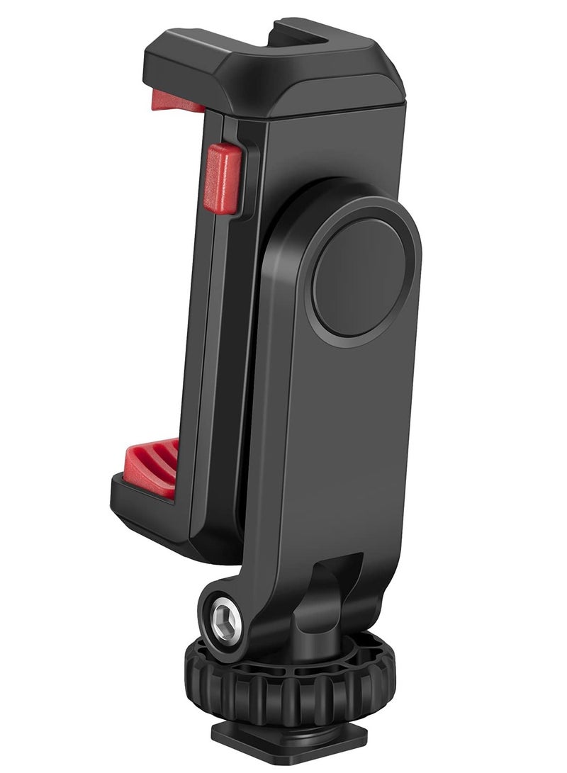 Cell Phone Tripod Mount Adapter Holder, with 2 Cold Shoe Camera Phone Hot Shoe Holder Adjustable Rubber Pad Clip for iPhone Samsung Video Live Streaming Vlogging Rig - Image 2