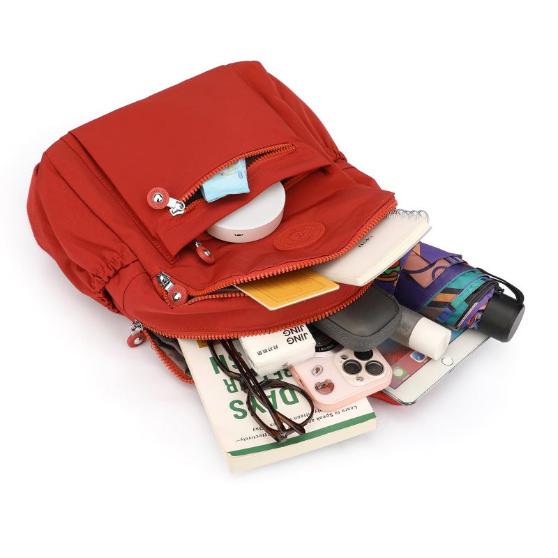 Tanweibago Mini Nylon Women Backpacks,11L Small Ladies backpacks Casual Lightweight Women Shopping Travel Daypack (Red) - Image 2
