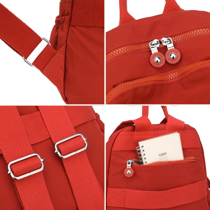 Tanweibago Mini Nylon Women Backpacks,11L Small Ladies backpacks Casual Lightweight Women Shopping Travel Daypack (Red) - Image 4