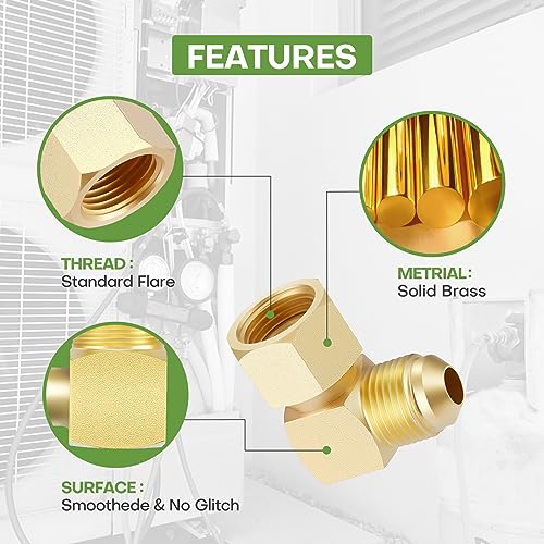 Litorange 1 PCS Propane Gas Oil 90° Elbow Connector Coupling Fittings For Olympian Low Pressure Gas Fired Heaters Replacement for Camco 57633, For BBQ Grill, 3/8" Female Swivel Flare x 3/8" Male Flare - Image 5