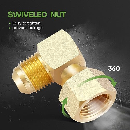 Litorange 1 PCS Propane Gas Oil 90° Elbow Connector Coupling Fittings For Olympian Low Pressure Gas Fired Heaters Replacement for Camco 57633, For BBQ Grill, 3/8" Female Swivel Flare x 3/8" Male Flare - Image 4