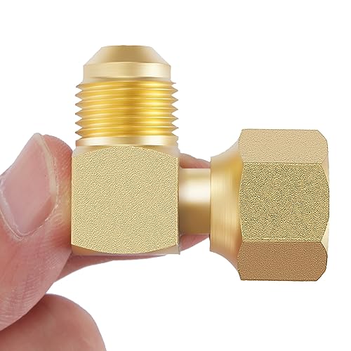 Litorange 1 PCS Propane Gas Oil 90° Elbow Connector Coupling Fittings For Olympian Low Pressure Gas Fired Heaters Replacement for Camco 57633, For BBQ Grill, 3/8" Female Swivel Flare x 3/8" Male Flare - Image 1