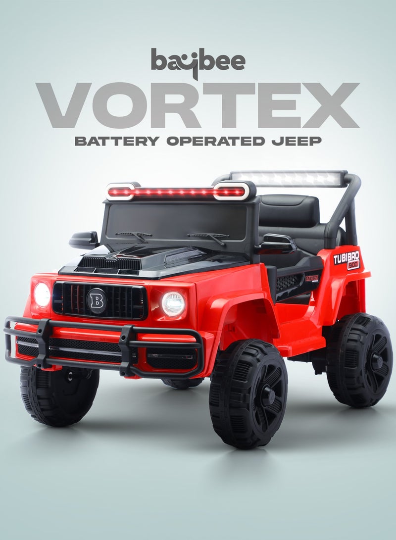 BAYBEE Vortex Battery Operated Jeep for Kids Rechargeable Battery Car for Kids with Music Led Light Ride On Kids Car Childrens Jeep Baby Big Car Electric Car for Kids Children's Boy Girl Red - Image 3