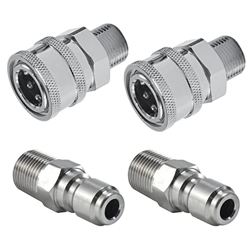 Raincovo Pressure Washer Quick Connect 3/8 Inch, Pressure Washer Fittings, Adapter Set, Male Thread, 4 Pieces - Image 1
