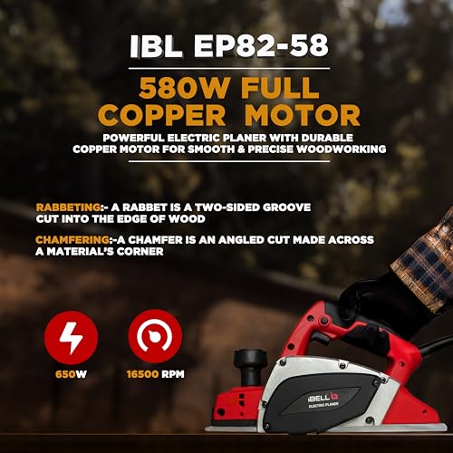 IBELL TOOLS IBELL Electric Hand Planer EP82-58, 580W, Copper Armature, 16500 RPM, Planing Width 82 mm - Image 5