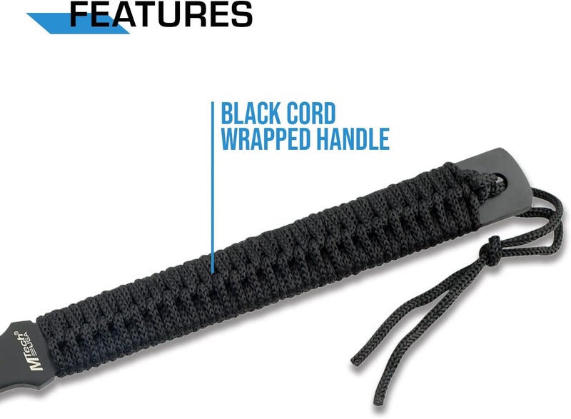 MTECH USA MT-AXE8 Camping Axe, Black Stainless Steel, Cord Wrapped Handle, 15-Inch Overall - Image 4