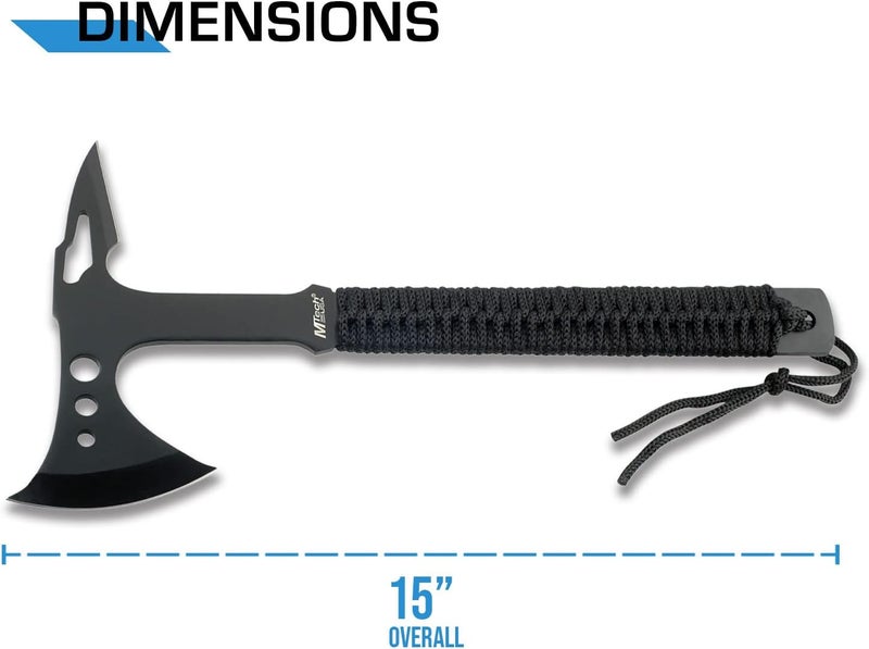 MTECH USA MT-AXE8 Camping Axe, Black Stainless Steel, Cord Wrapped Handle, 15-Inch Overall - Image 2