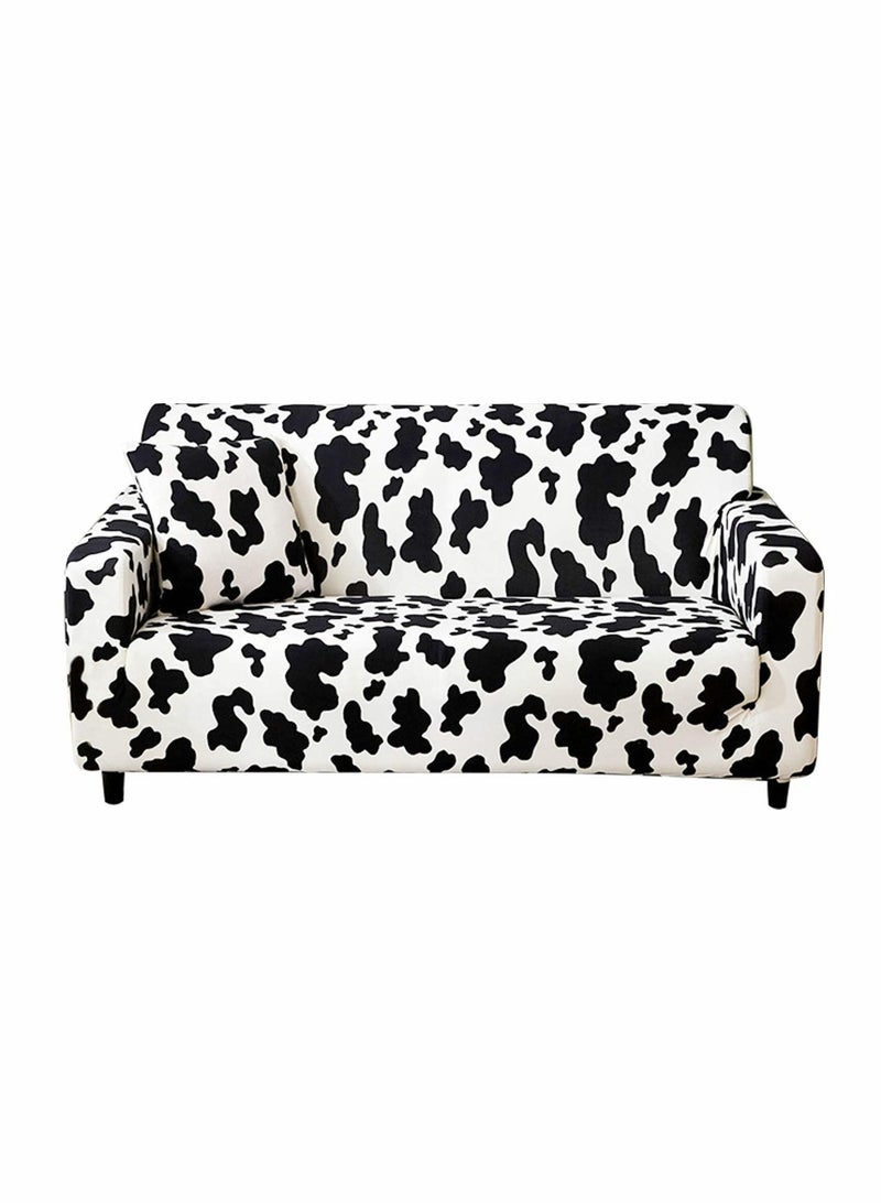 Elastic Sofa Cover Printed Dustproof Anti-Slip for 3 Cushions Universal Furniture with 1 Pillowcase (190-230cm, Black and White Spots) - Image 1