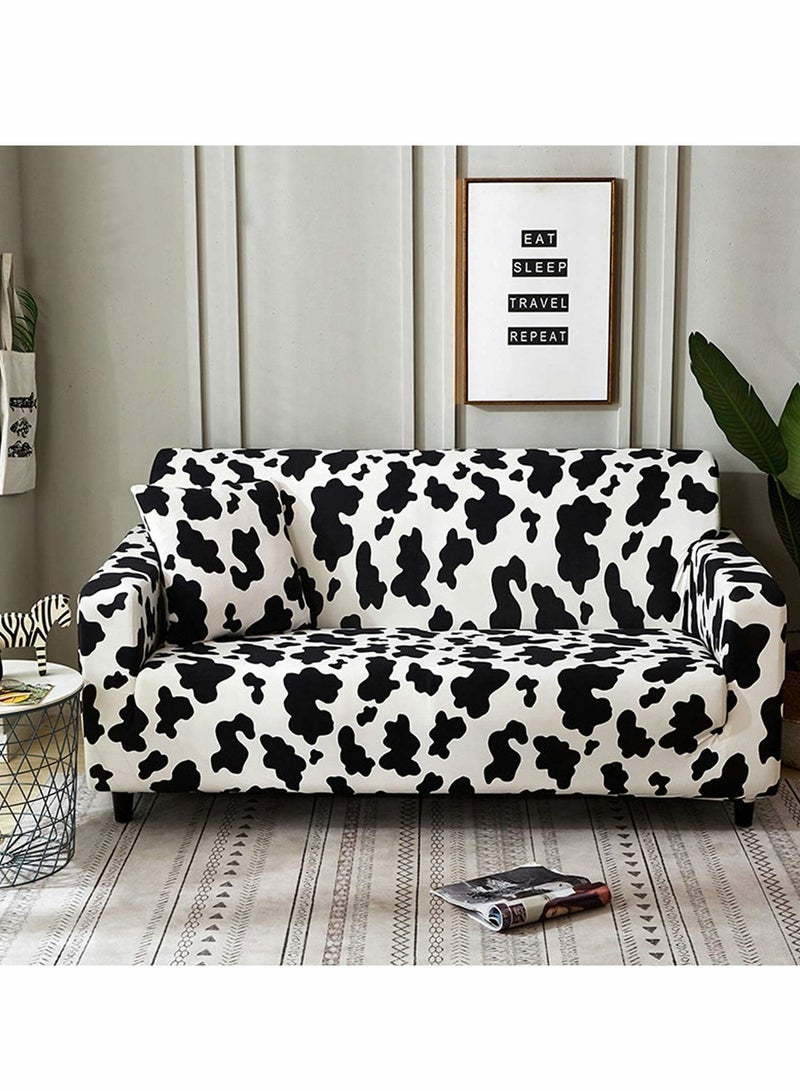 Elastic Sofa Cover Printed Dustproof Anti-Slip for 3 Cushions Universal Furniture with 1 Pillowcase (190-230cm, Black and White Spots) - Image 5