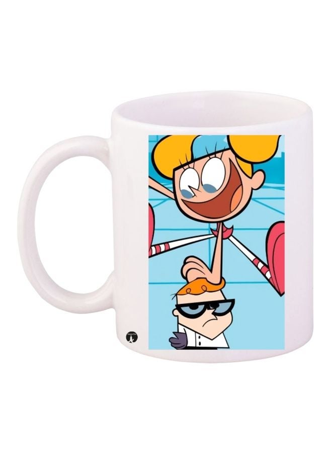 RYN Dexter's Laboratory Printed Coffee Mug White/Blue/Beige 11ounce