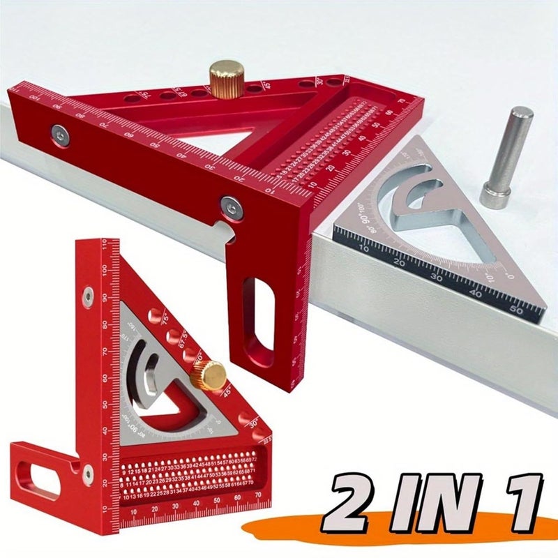 مربع قياس متعدد الزوايا مع دبوس تثبيت موضعي وثقوب نقش مربع T، بناء معدني، اللون أ - Image 4