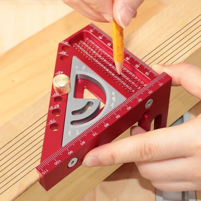 مربع قياس متعدد الزوايا مع دبوس تثبيت موضعي وثقوب نقش مربع T، بناء معدني، اللون أ - Image 5