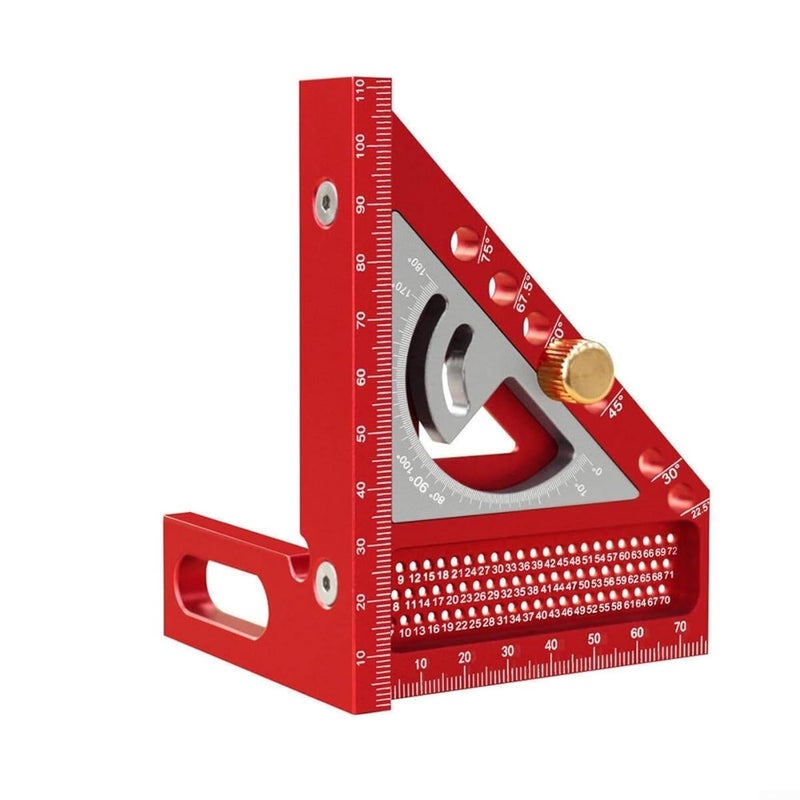 مربع قياس متعدد الزوايا مع دبوس تثبيت موضعي وثقوب نقش مربع T، بناء معدني، اللون أ - Image 1