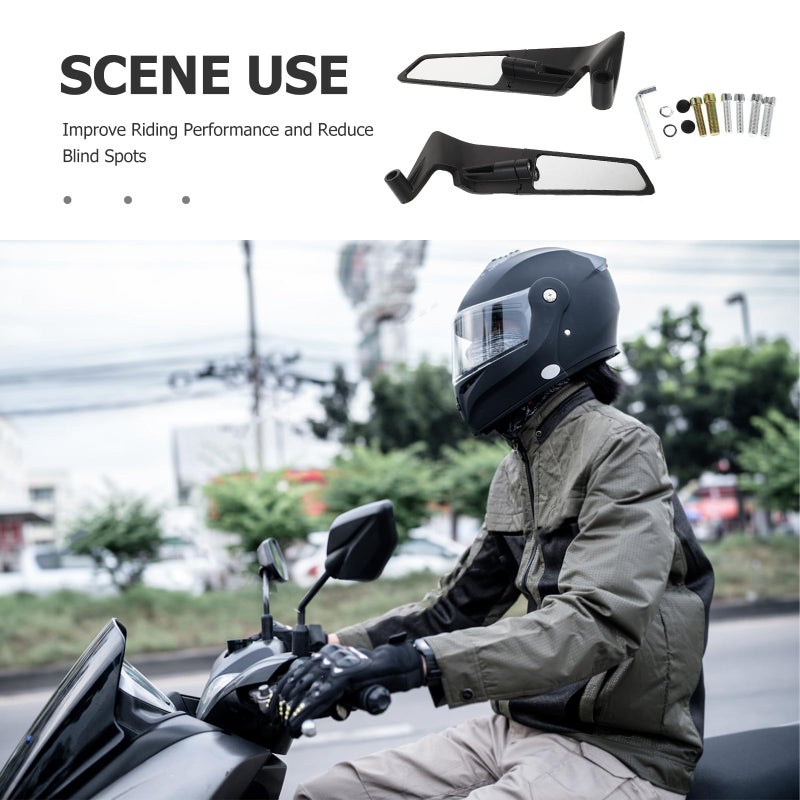 Universal Black Adjustable Motorcycle Rear View Side Mirrors for Street Scooter - Image 4
