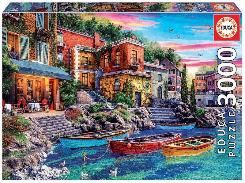 Educa Sunset in Como 3000 Piece Jigsaw Puzzle Puzzle Glue Included Completed Image Measures 4725 x 335 Ages 14 19052