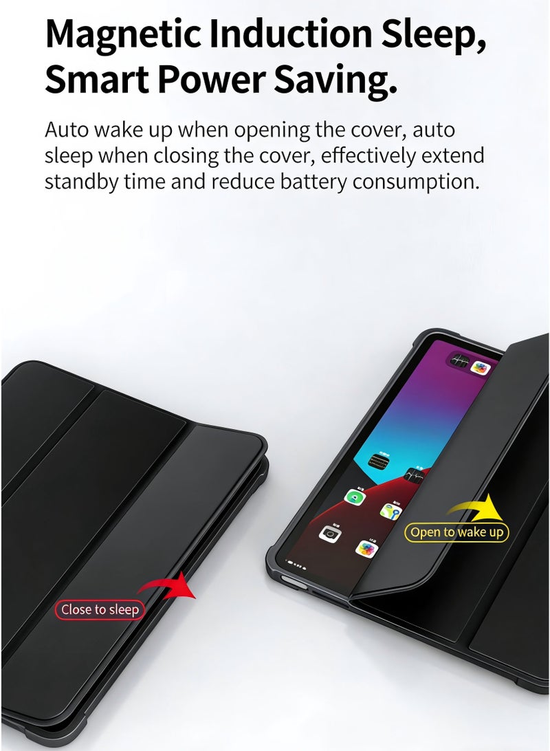 Case for iPad 10th Generation 10.9 Inch 2022 / iPad 11th Generation (A16) 11 Inch 2025 Built-in Pencil Holder Flexible Back Cover, Trifold Stand, Auto Sleep Wake Rebound Series Black - Image 3