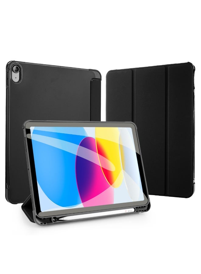 Case for iPad 10th Generation 10.9 Inch 2022 / iPad 11th Generation (A16) 11 Inch 2025 Built-in Pencil Holder Flexible Back Cover, Trifold Stand, Auto Sleep Wake Rebound Series Black - Image 1