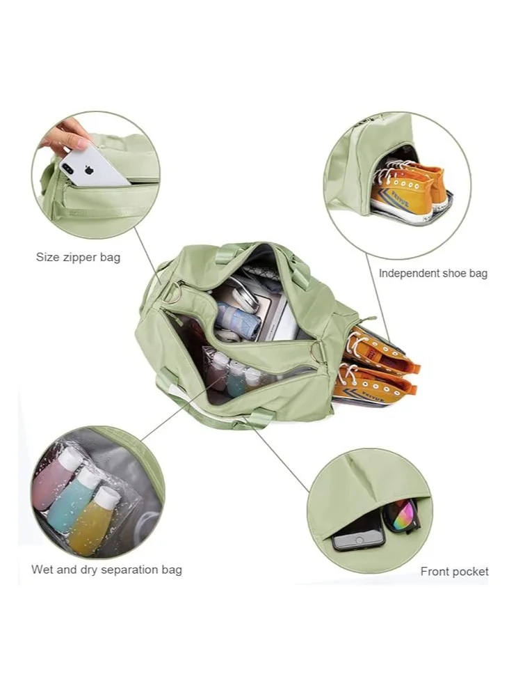 MahMir Gym Bag with Shoes Compartment Sports Bag with Waterproof Pocket for Wet Towels Travel Duffel Bag for Men and Women by MahMir ( Pistachio Green)