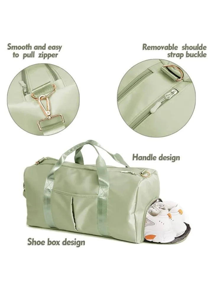 Mahmir Pistachio Green Gym Bag with Shoes Compartment Sports Bag with Waterproof Pocket for Wet Towels Travel Duffel Bag for Men and Women by MahMir ( Pistachio Green) for Women | Best Price UAE
