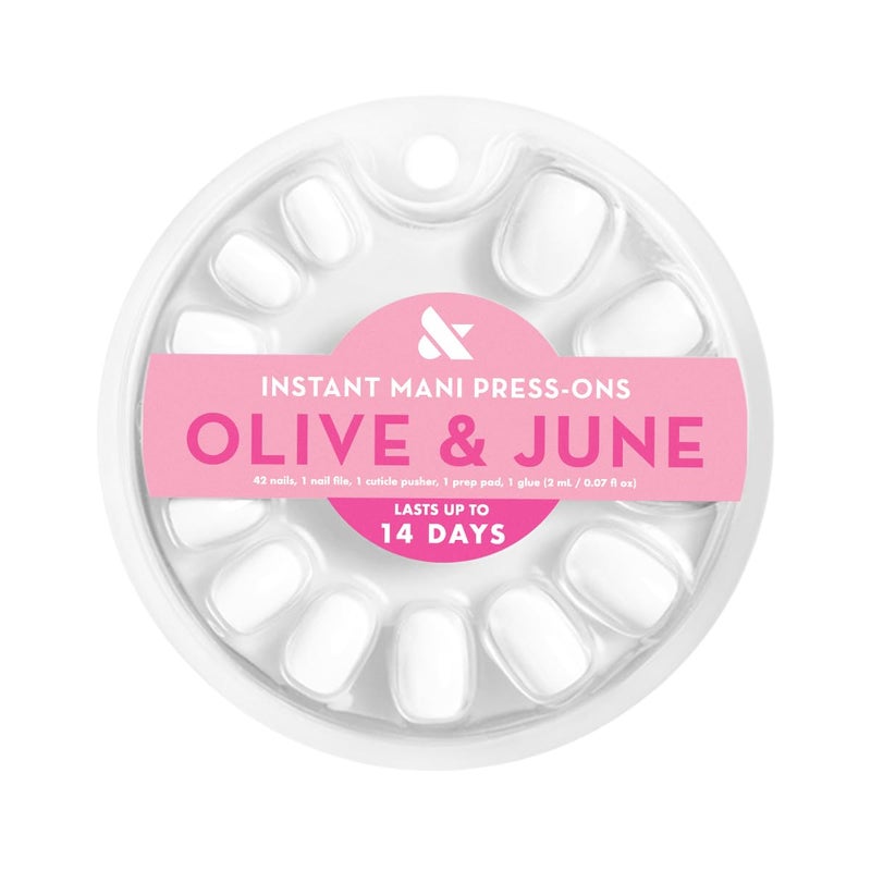 Olive & June Instant Mani Press-On Nails (Glue) | 42 Fake Nails, 21 Sizes | Non-Toxic, Long-Lasting Recycled Materials Realistic Look | Spring Flowers & Patterns | Extra Short, Round| HD - Image 2