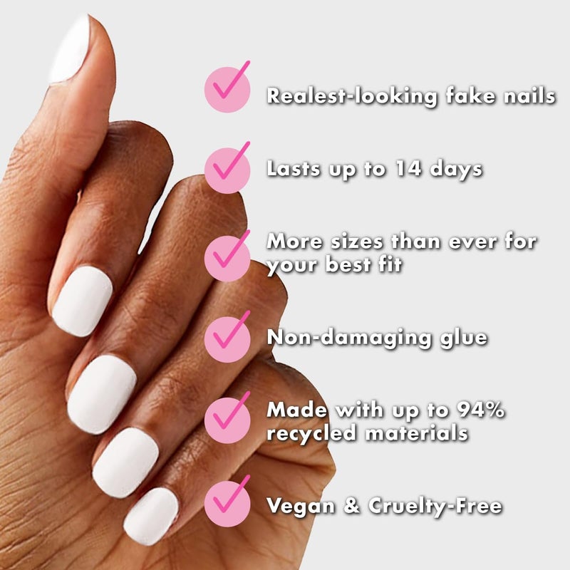 Olive & June Instant Mani Press-On Nails (Glue) | 42 Fake Nails, 21 Sizes | Non-Toxic, Long-Lasting Recycled Materials Realistic Look | Spring Flowers & Patterns | Extra Short, Round| HD - Image 4