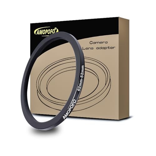Amopofo 62mm to 52mm Camera Filter Ring /62mm to 52mm Step-Down Ring Filter Adapter for 52mm UV,ND,CPL,Metal Step-Down Ring - Image 1