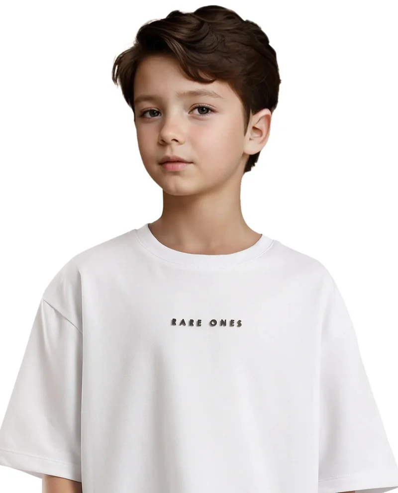 Rare Ones Rare Ones Kids Pete White Cotton Half Sleeves Crew Neck Oversized Fit HD Print Branded T-Shirt