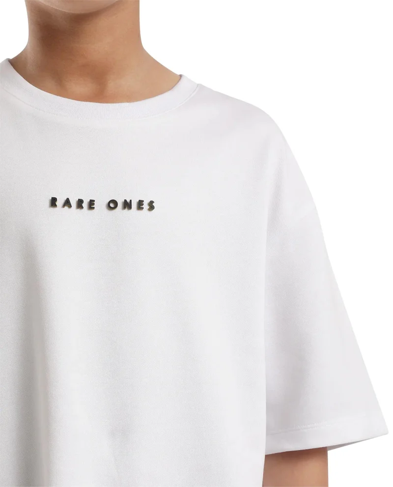 Rare Ones Rare Ones Kids Pete White Cotton Half Sleeves Crew Neck Oversized Fit HD Print Branded T-Shirt