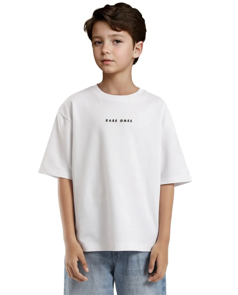 Rare Ones Rare Ones Kids Pete White Cotton Half Sleeves Crew Neck Oversized Fit HD Print Branded T-Shirt