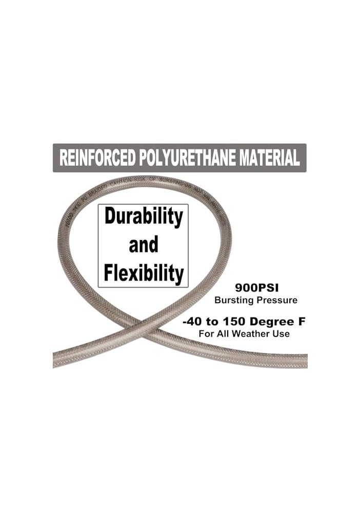 YOTOO Reinforced Polyurethane Air Hose 14 Inner Diameter by 100 Long Flexible Heavy Duty Air Compressor Hose with Bend Restrictor 14 Swivel Industrial Quick Coupler and Plug Gray - Image 3