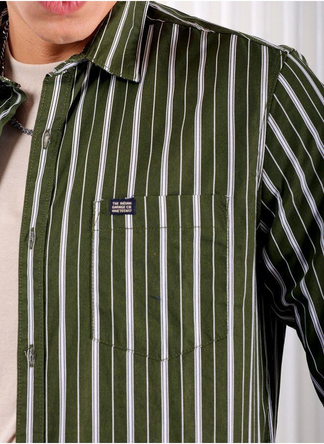 The Indian Garage Co Men Slim Fit Multi Striped Full Sleeves Cutaway Collar Casual Shirt  - Image 5