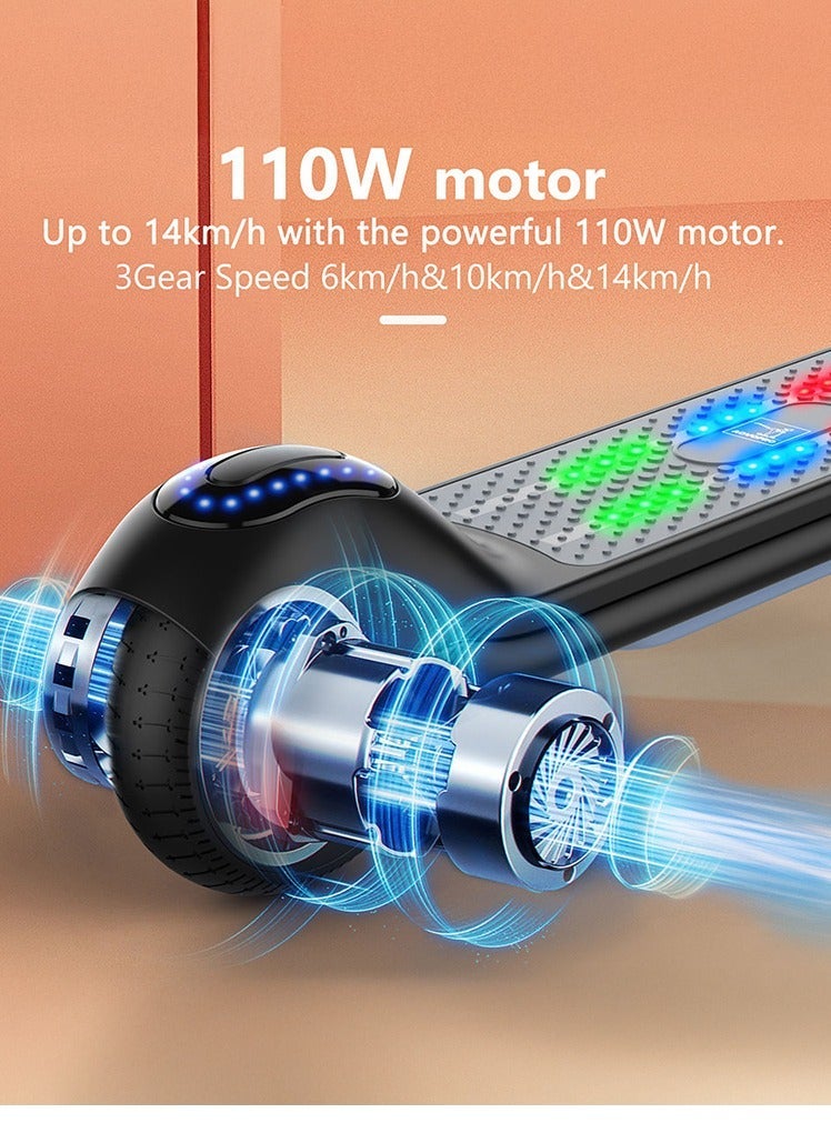 كروني سكوتر كهربائي للأطفال Zl-E7، محرك ١١٠ واط، سرعة ١٠-١٤ كم/ساعة، بطارية ٢٤ فولت/٢.٥ أمبير/ساعة، مدى ٥-٨ كم، شحن سريع خلال ساعتين إلى ثلاث ساعات، هيكل من سبائك الألومنيوم قابل للطي، أقصى حمولة ٦٠ كجم، مصباح أمامي وقاعدة LED، إطارات مانعة للانزلاق، اتصال بلوتوث، تصميم خفيف الوزن سهل الحمل، ركوب آمن للأطفال، سكوتر كهربائي ممتع قابل للطي، سكوتر كهربائي مناسب للمبتدئين من الأولاد والبنات، لوح تزلج محمول صغير الحجم، مثالي للعب في الهواء الطلق والرحلات القصيرة، لون برتقالي. - Image 2