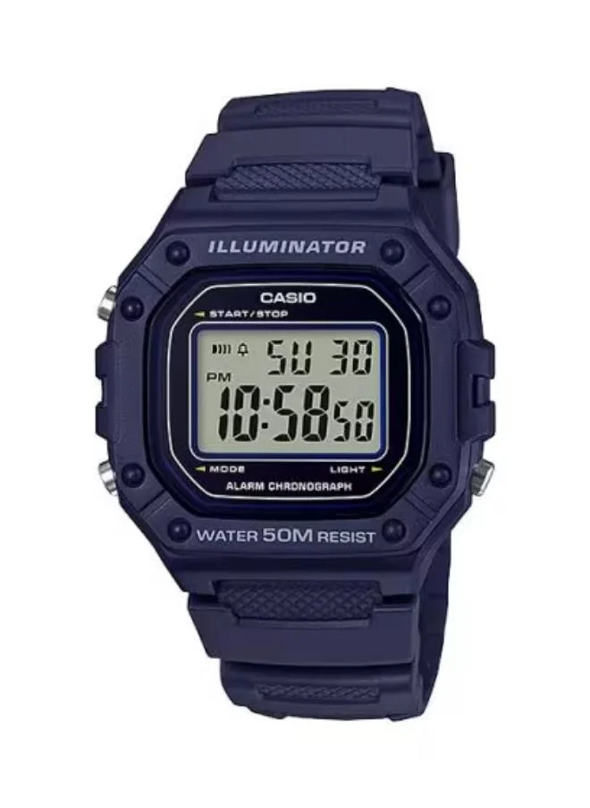 CASIO Men's Digital Display Watch With Blue Resin Strap - W-218H-2AVDF