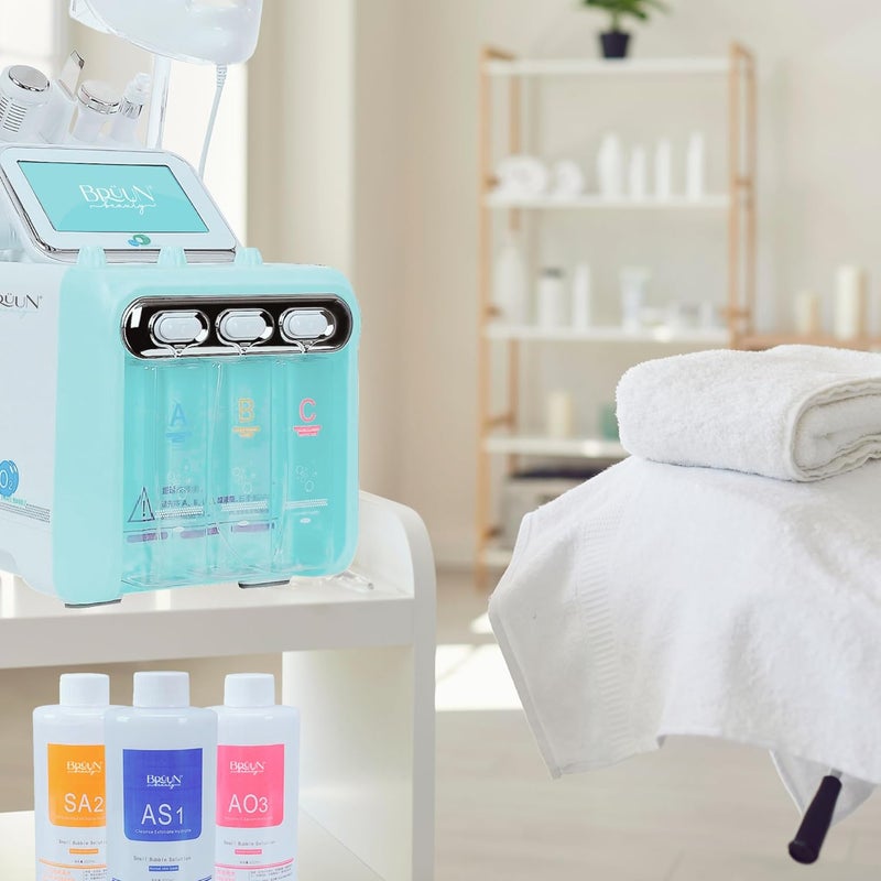 BRÜUN Hydrogen Oxygen Facial Machine Serums for Facial Cleansing – A Pack of 400ml 3 Aqua Peeling Solution AS1, SA2, and AO3 –Skin Care Hydra Solution for Vacuum face Cleaning Jet for Home and Spa - Image 4