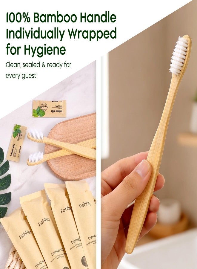 FEHHTO 50 Pack Bamboo Toothbrushes Kit, Disposable Travel Toothbrushes with Toothpaste (6g), Individually Wrapped Guest Dental Kit for Hotel Amenities, Airbnb Hosts, Travel & Camping - Image 5