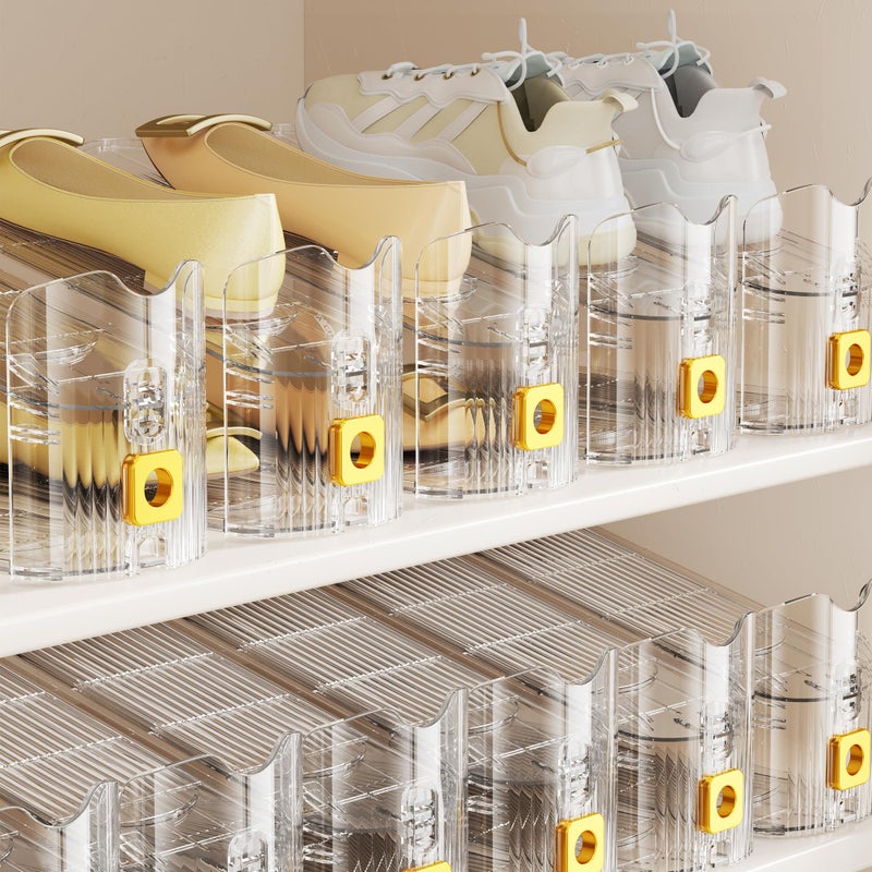 FENRUNXU Shoe Slots Organizer for Closet, Shoe Stacker Organizer Double Layer Stack Shoe Rack, Shoe Display Shelf 50% Space Saver Storage Holder for Closet, 20PACK - Image 2