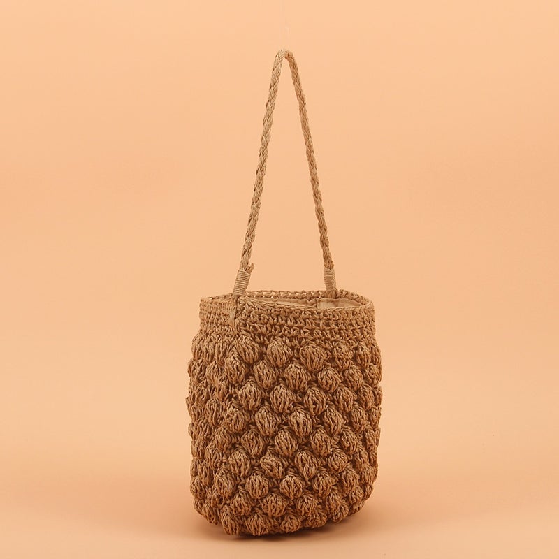A Generation Of Straw Woven Bag Woven Bag Handbag Beach Bag Women'S Bag Fashion Joker Bucket Bag - Image 1
