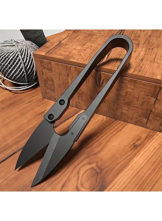 1pc Carbon Steel U-Shaped Pruning Shears,Easy Grip Handle, Professional Sharp Blade for Garden, Yard, and Needlework, Black Matte Finish - Image 1