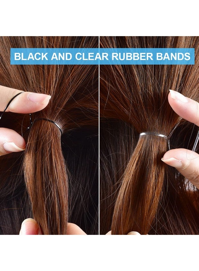 IKOCO Tail Hair Tool Set By Ikoco - 400Pcs Hair Bands, 2Pcs Loop Styling Tools, Rat Tail Comb, (200Pcs Each) Clear And Black Elastics - Image 3