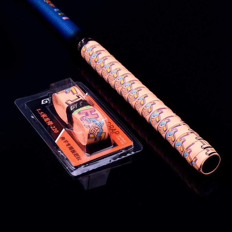 Generic 1.5m Shark Grip Sweatband Printed Dragon Design Extended Fishing Rod Anti-slip Wrap Orange