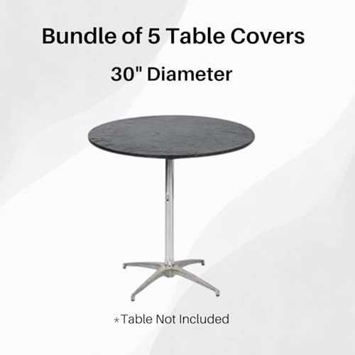 Kwik-Covers 30" Round Fitted Plastic Table Covers, Bundle of 5 (Black) - Image 2