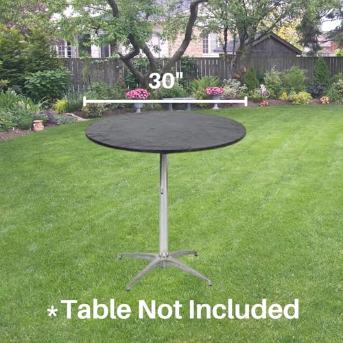 Kwik-Covers 30" Round Fitted Plastic Table Covers, Bundle of 5 (Black) - Image 4