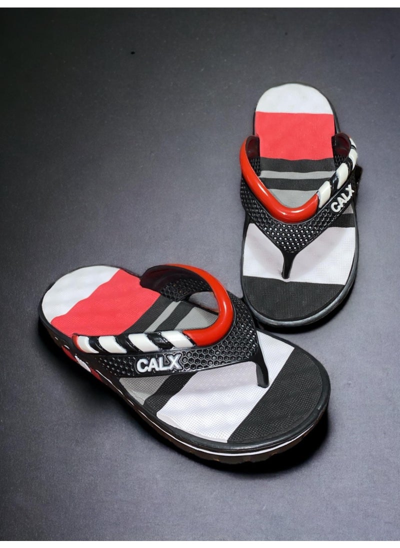 Calx - Kids Massage Sole Black Color Figured Flip Flop Non-Slip Beach Daily Slippers - Image 1