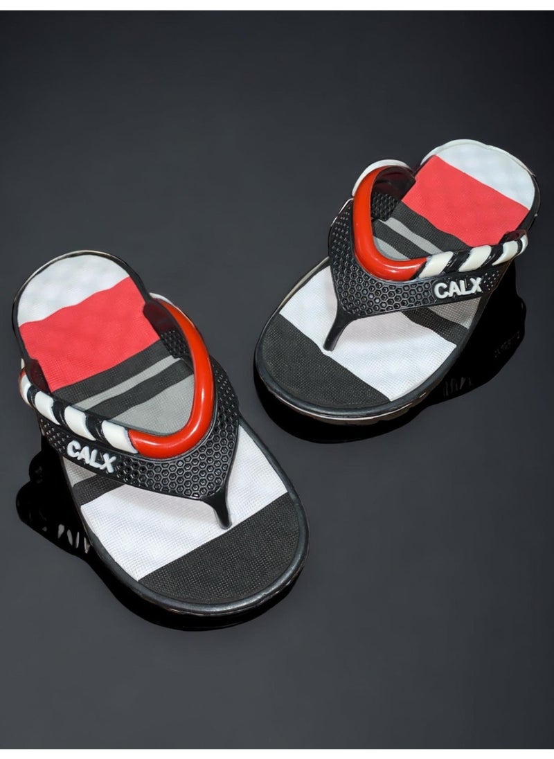 Calx - Kids Massage Sole Black Color Figured Flip Flop Non-Slip Beach Daily Slippers - Image 1