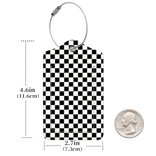 Anikathy 2 Pcs Luggage Tags for Suitcases, PU Leather Cruise Ship Luggage Tags with Privacy Cover Label Address Card and Durable Metal Ring Suitable for Men Women Handbags Backpacks,Black and White Square - Image 3