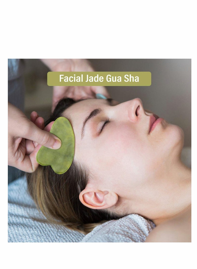 NIBEMINENT 4 Pieces Jade Roller Face Massager Gua Sha Gift Kit Eye and Facia Skin Care Tool Reduces Wrinkles Tightens Natural Real Stone Anti Aging Facial - Image 3