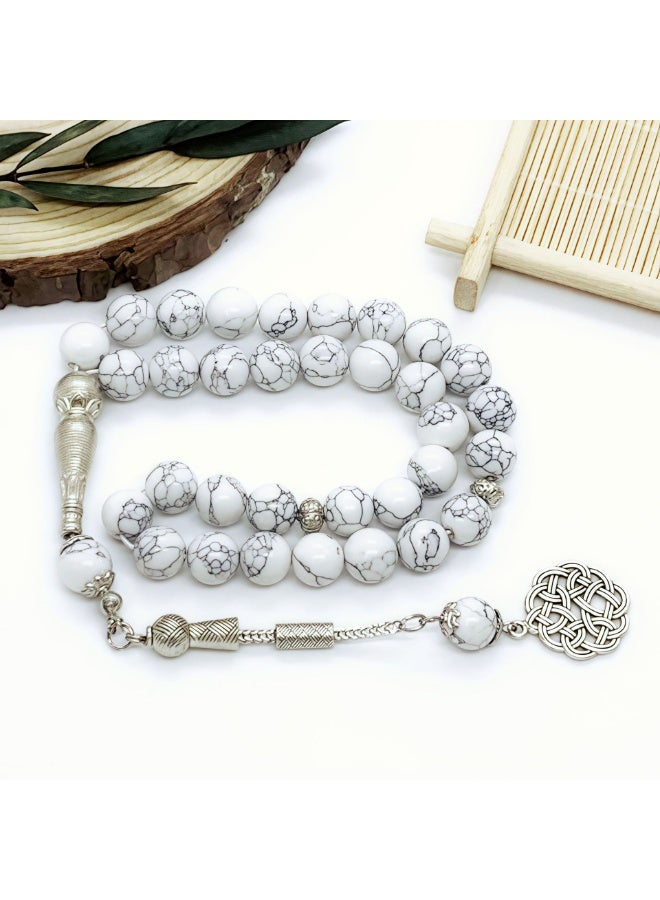 NIBEMINENT 33 Muslim Prayer Beads White/10mm