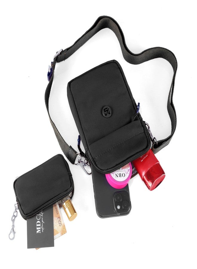JI ACCESSORIES J I ACCESSORIES Crossbody Bag with Adjustable Strap - Slim, Compact & Stylish Shoulder Bag (BLACK) - Image 4