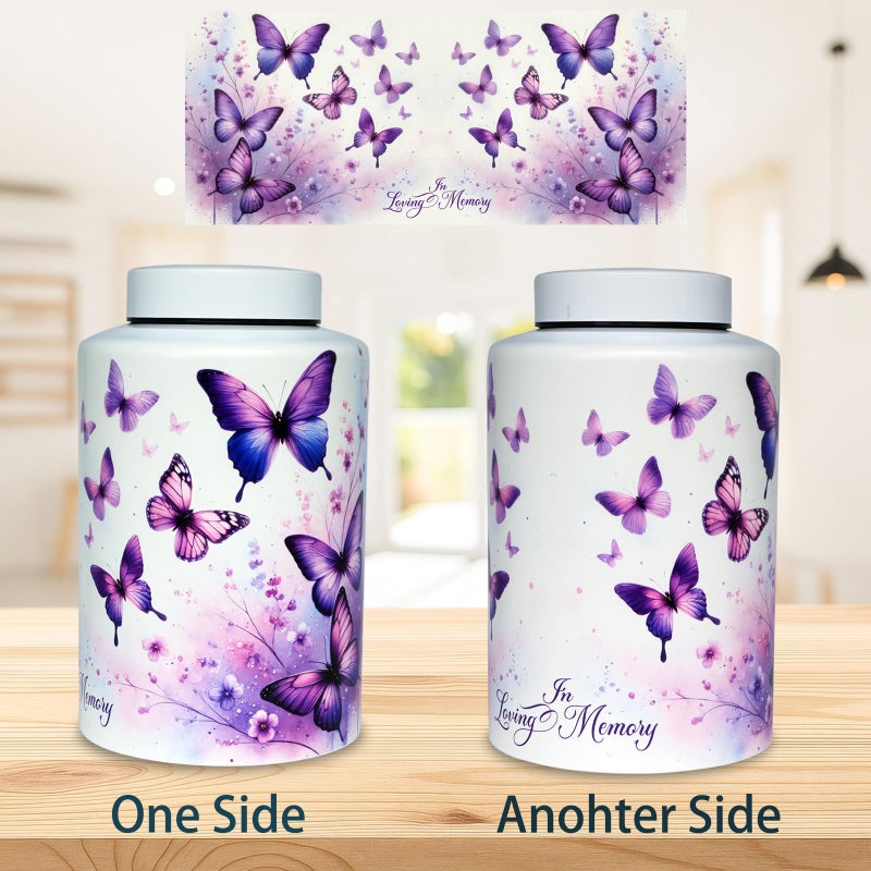 Mianachilu Large Cremation Urn for Adult Female Male Ashes, Decorative Funeral Keepsake Memorial Urns for Human Women Man Mom Dad Remains with Velvet Bag(Heavenly Butterfly) - Image 3