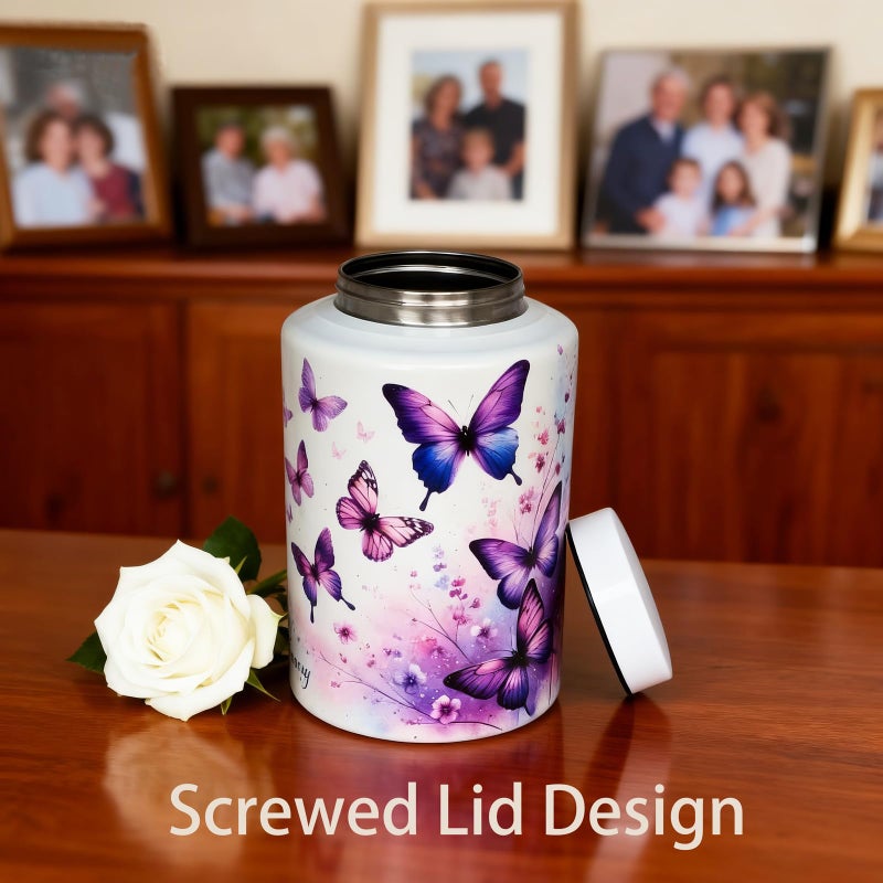 Mianachilu Large Cremation Urn for Adult Female Male Ashes, Decorative Funeral Keepsake Memorial Urns for Human Women Man Mom Dad Remains with Velvet Bag(Heavenly Butterfly) - Image 5